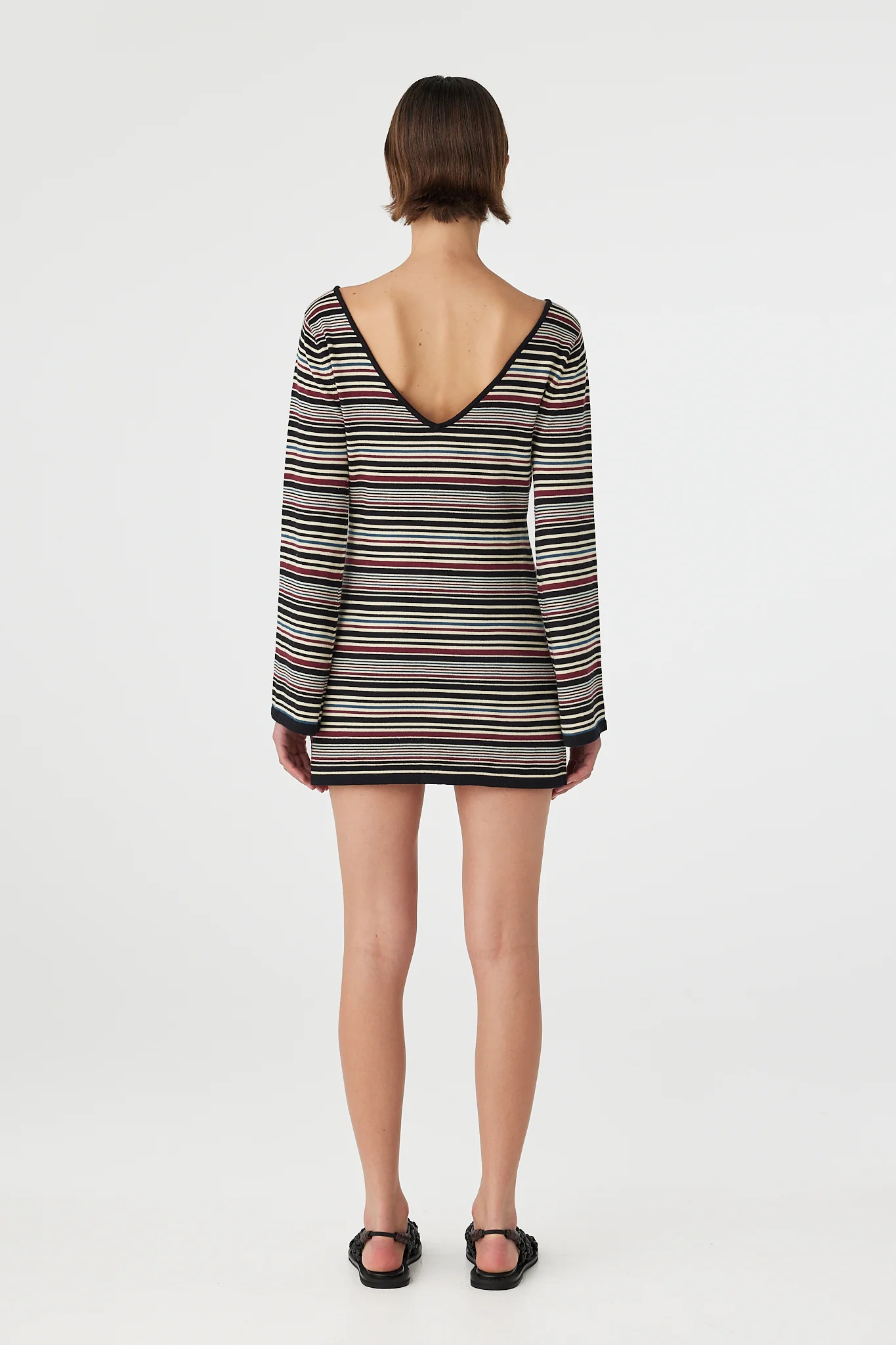 Alya Long Sleeve Mini Dress - Merlot Multi Stripe - Image 6