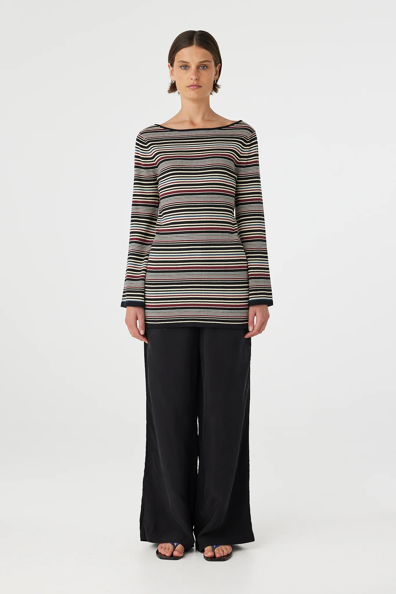 Alya Long Sleeve Mini Dress - Merlot Multi Stripe - Image 7