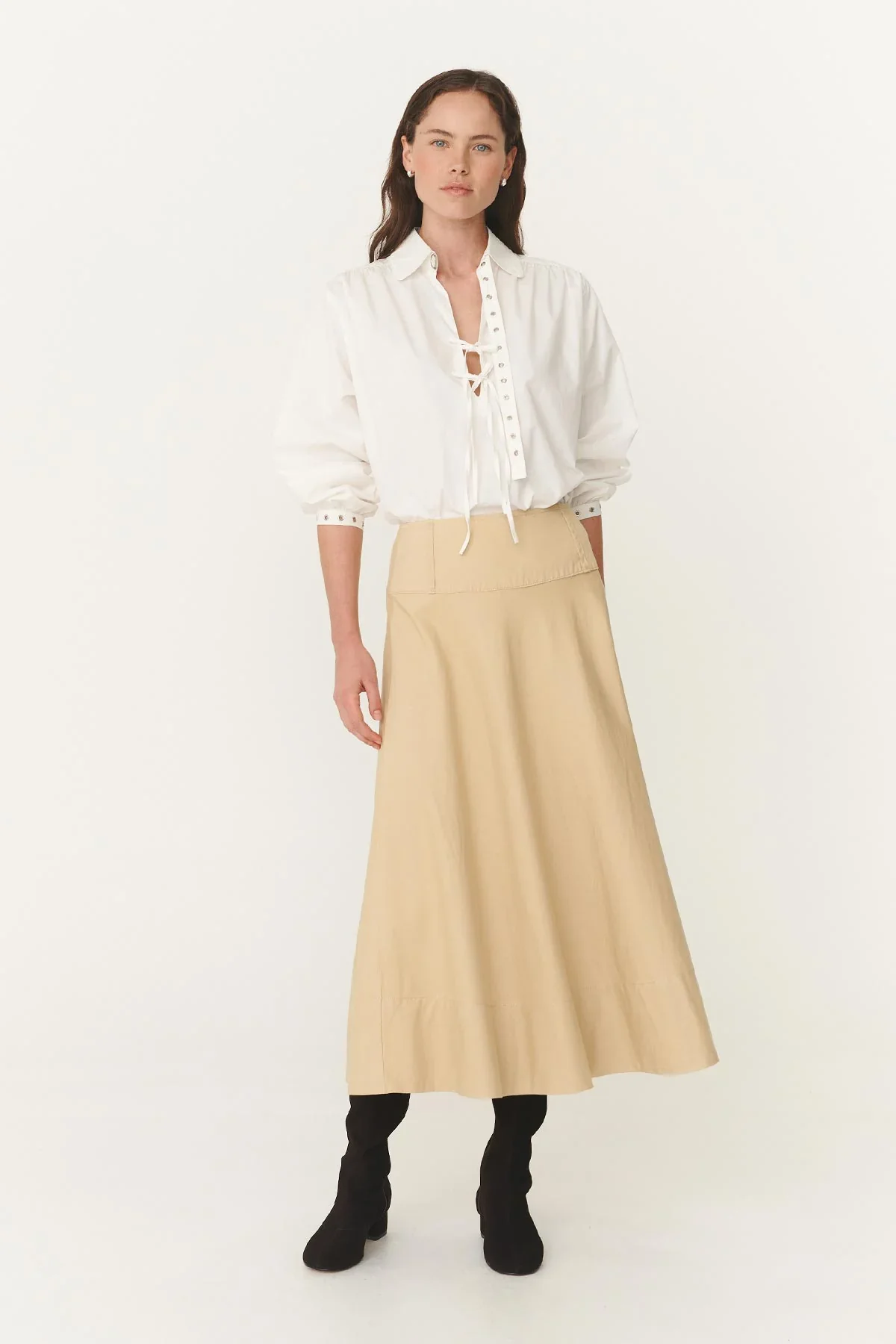 Anouk Midi Skirt - Khaki - Image 3