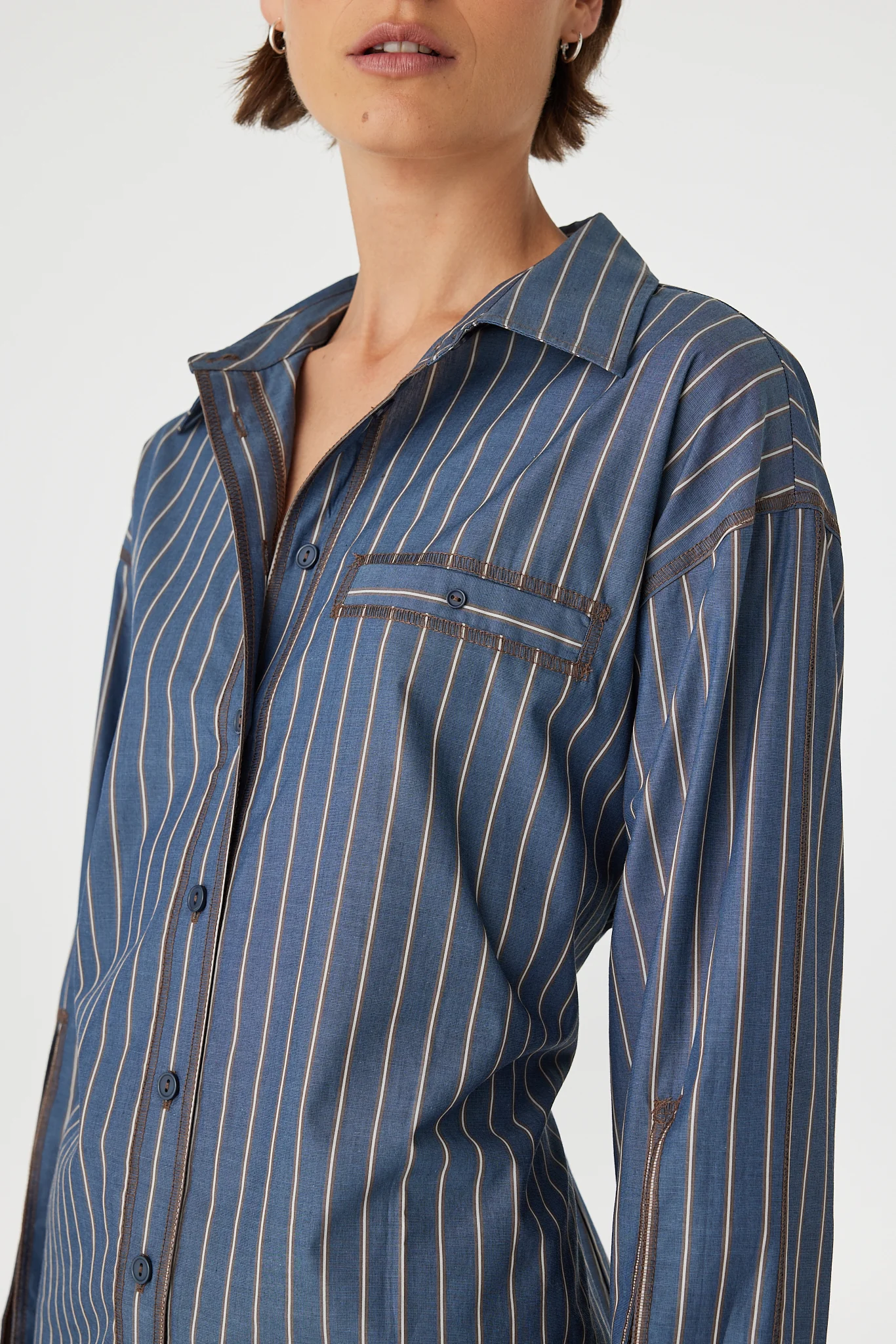 Blair Shirt - Muted Blue Stripe - Image 4