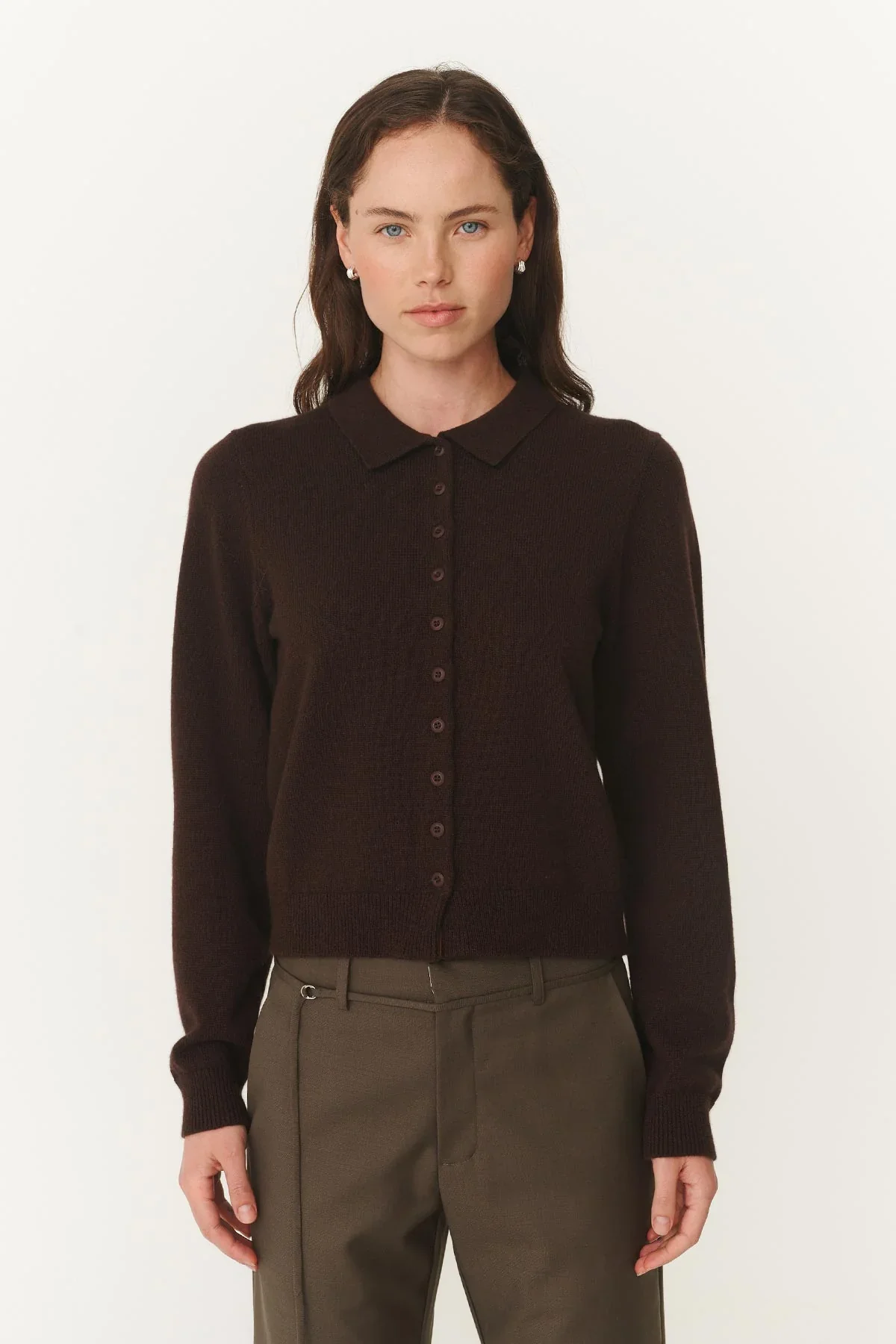 Celia Merino Knit Cardigan - Dark Cocao - Image 3