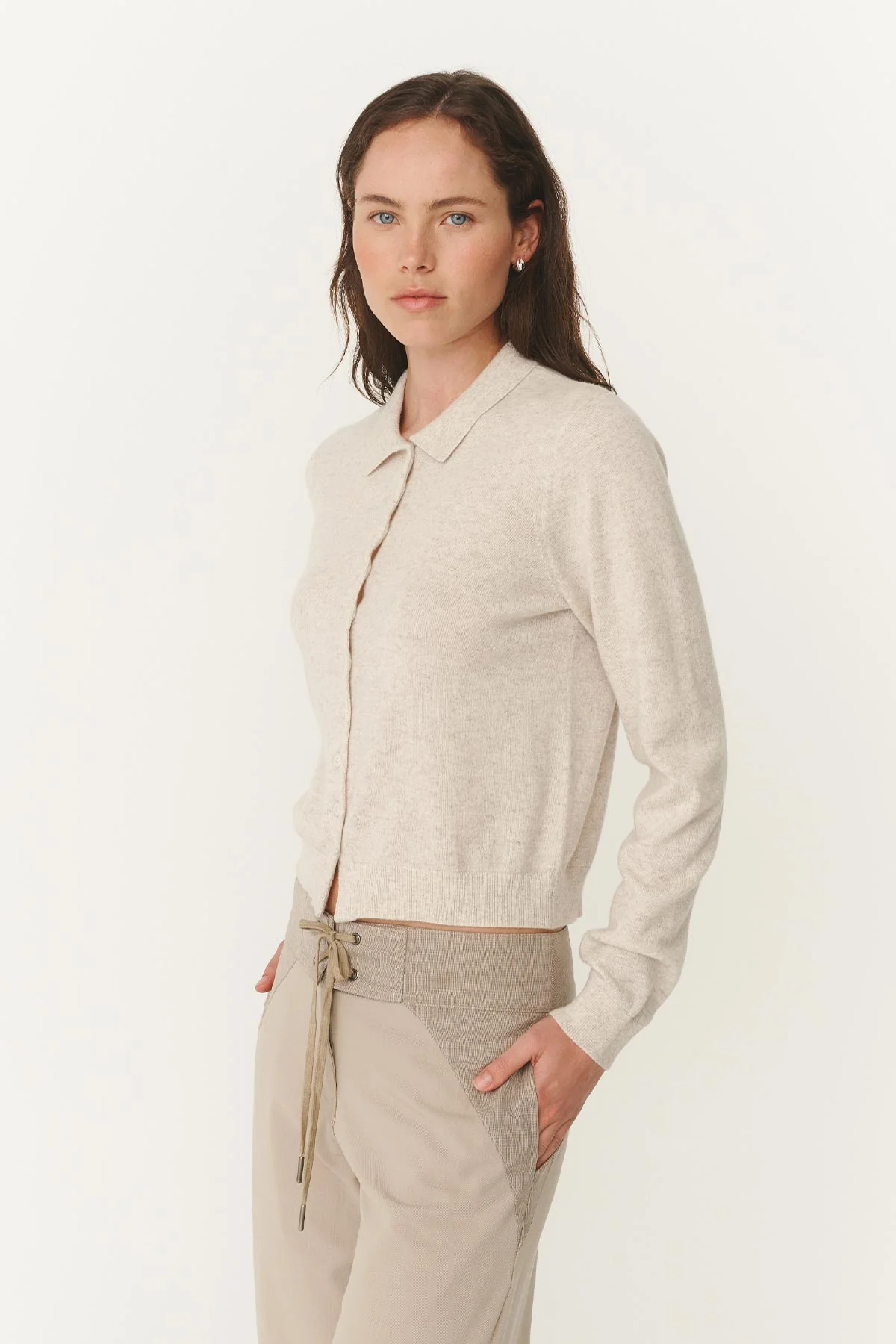 Celia Merino Knit Cardigan - Oat Marle - Image 4
