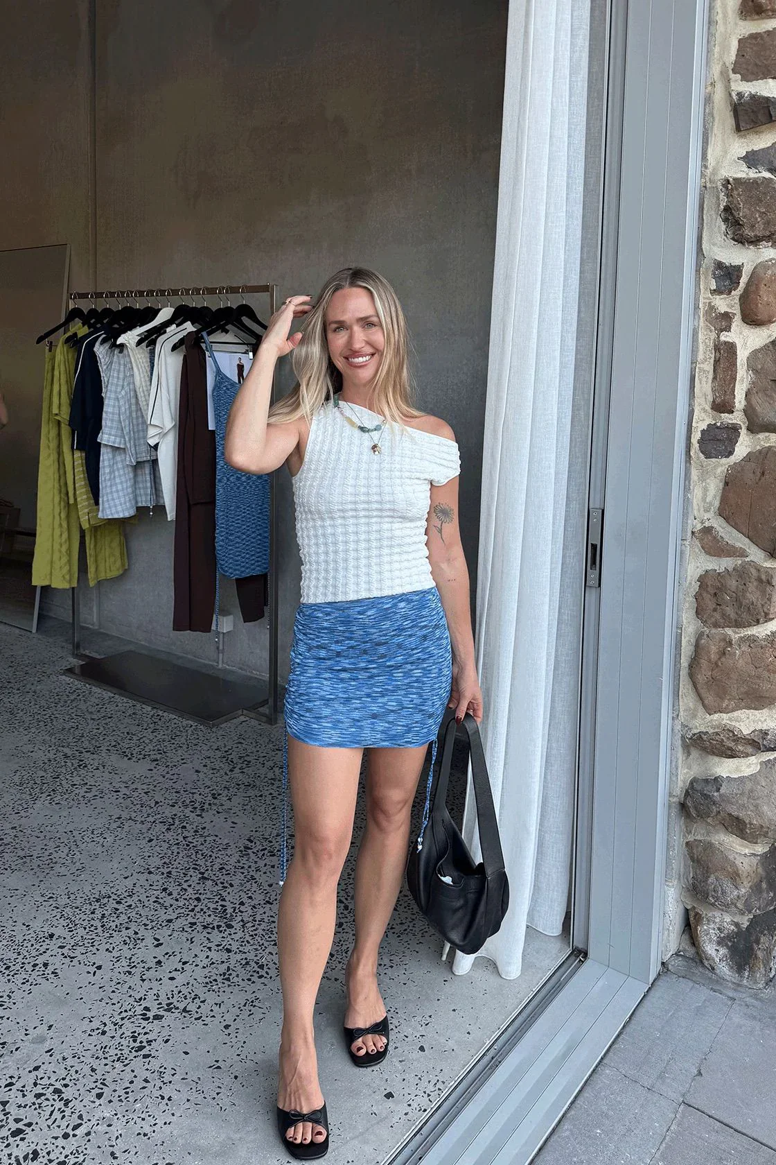 Emi Ruched Mini Skirt - Lapis - Image 3