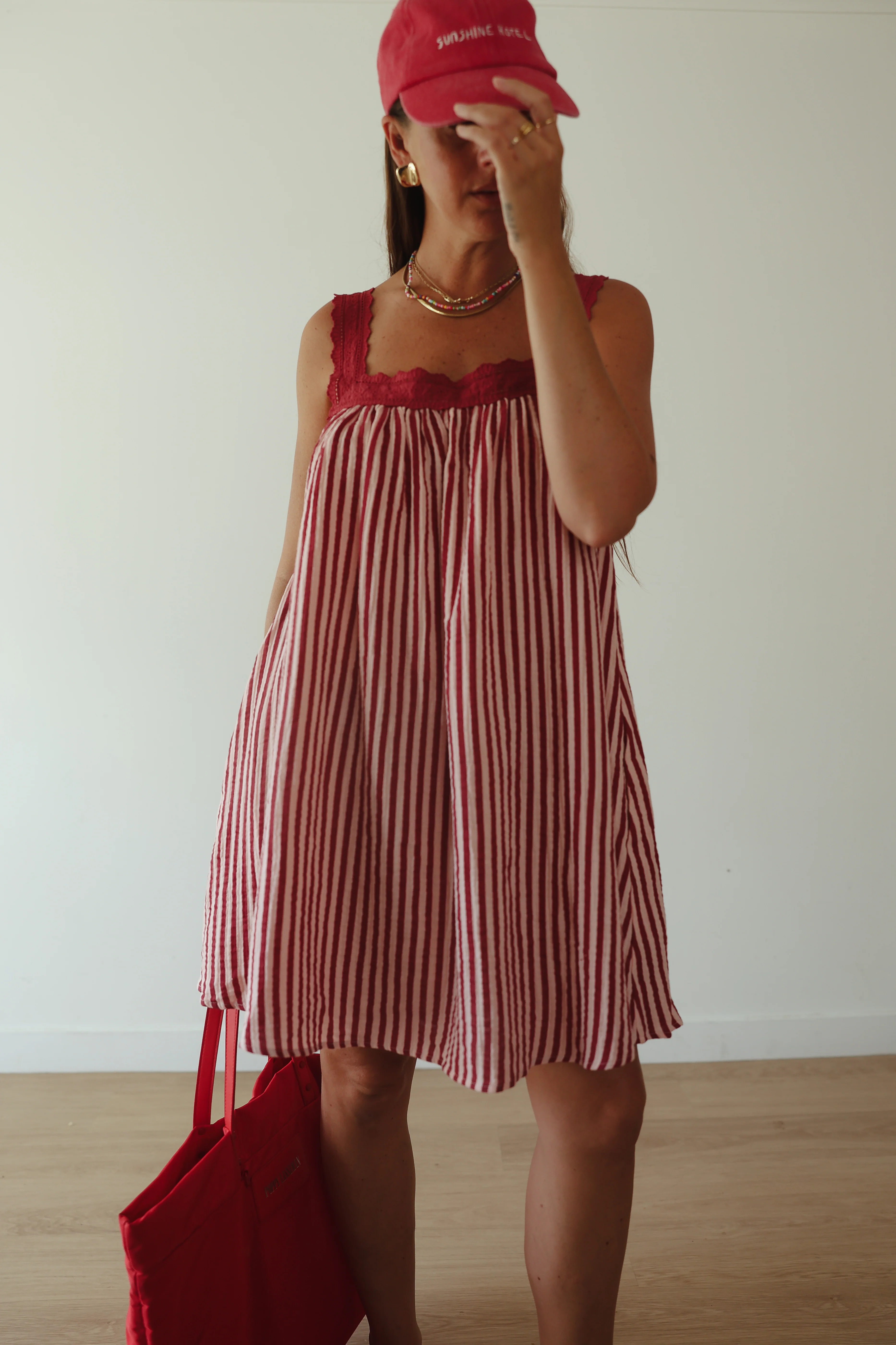 Juno Slip Mini Dress - Wine & Pink Stripe - Image 4