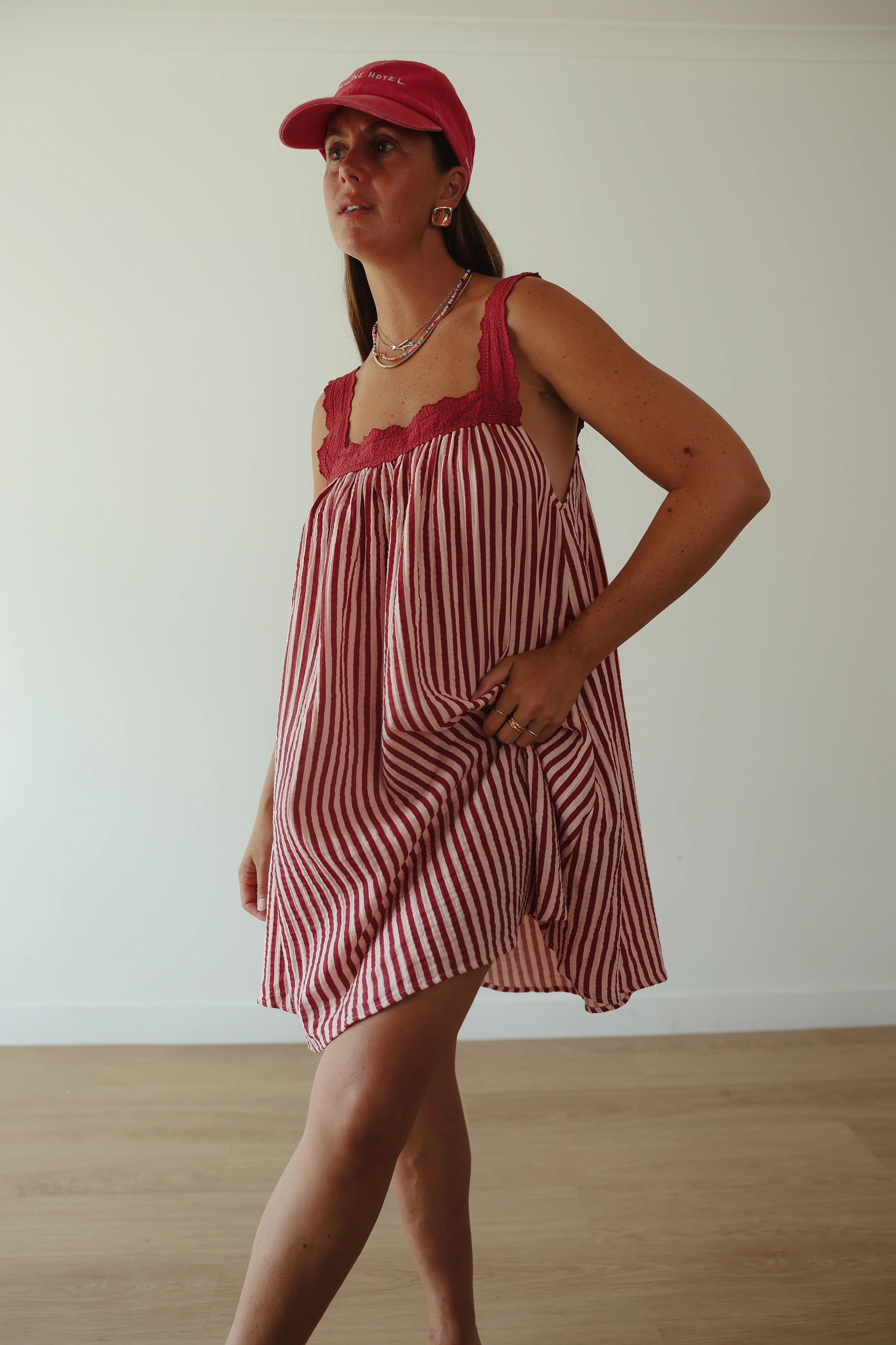 Juno Slip Mini Dress - Wine & Pink Stripe - Image 6
