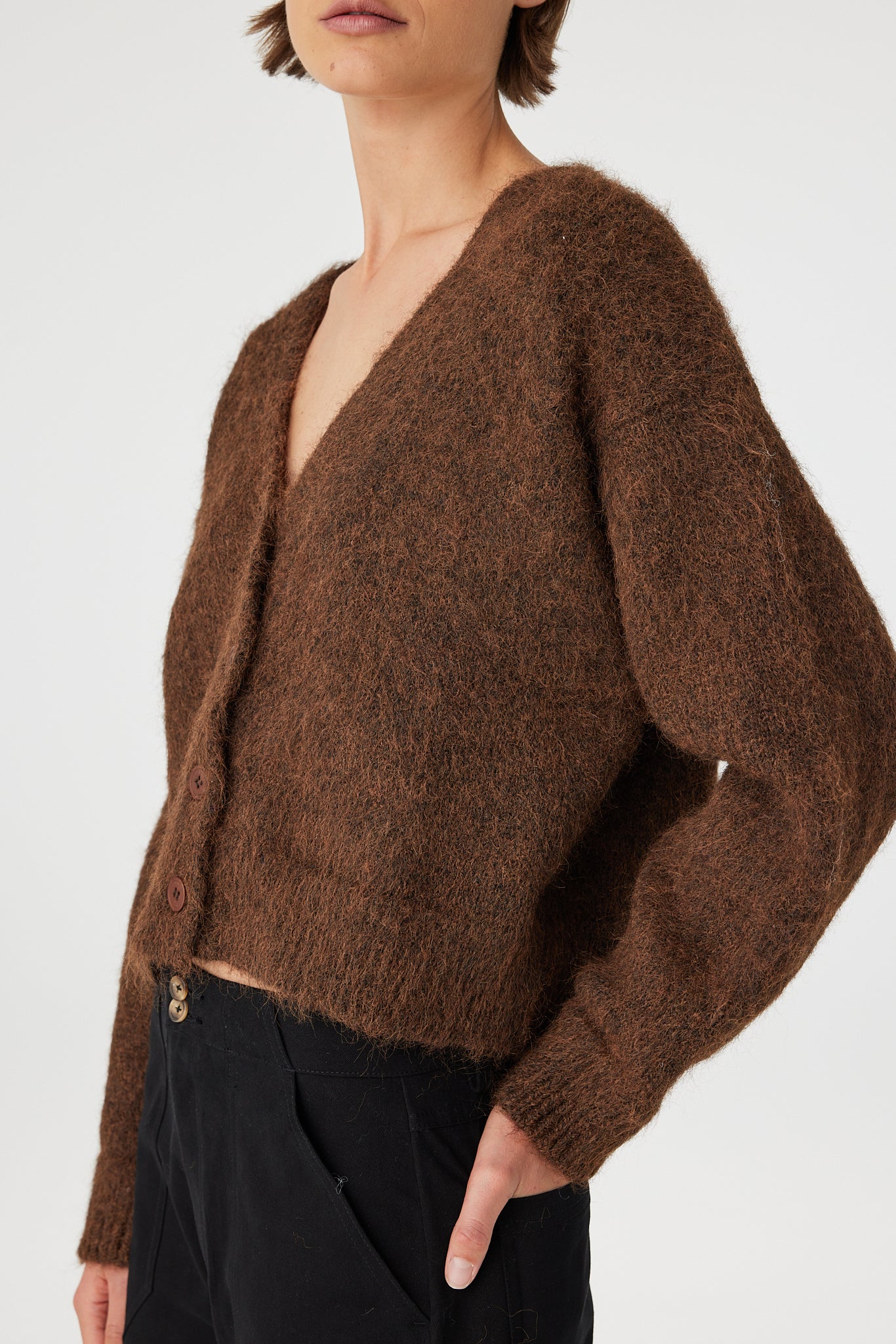 Liora Fluffy Cardigan - Espresso - Image 5