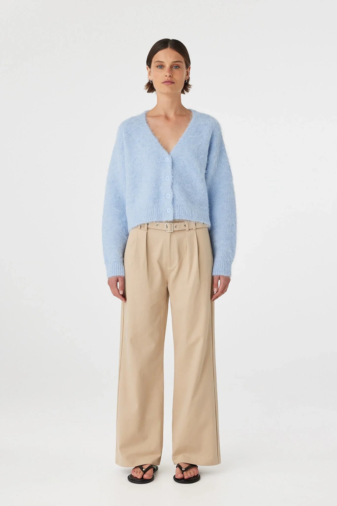 Liora Fluffy Cardigan - Sky