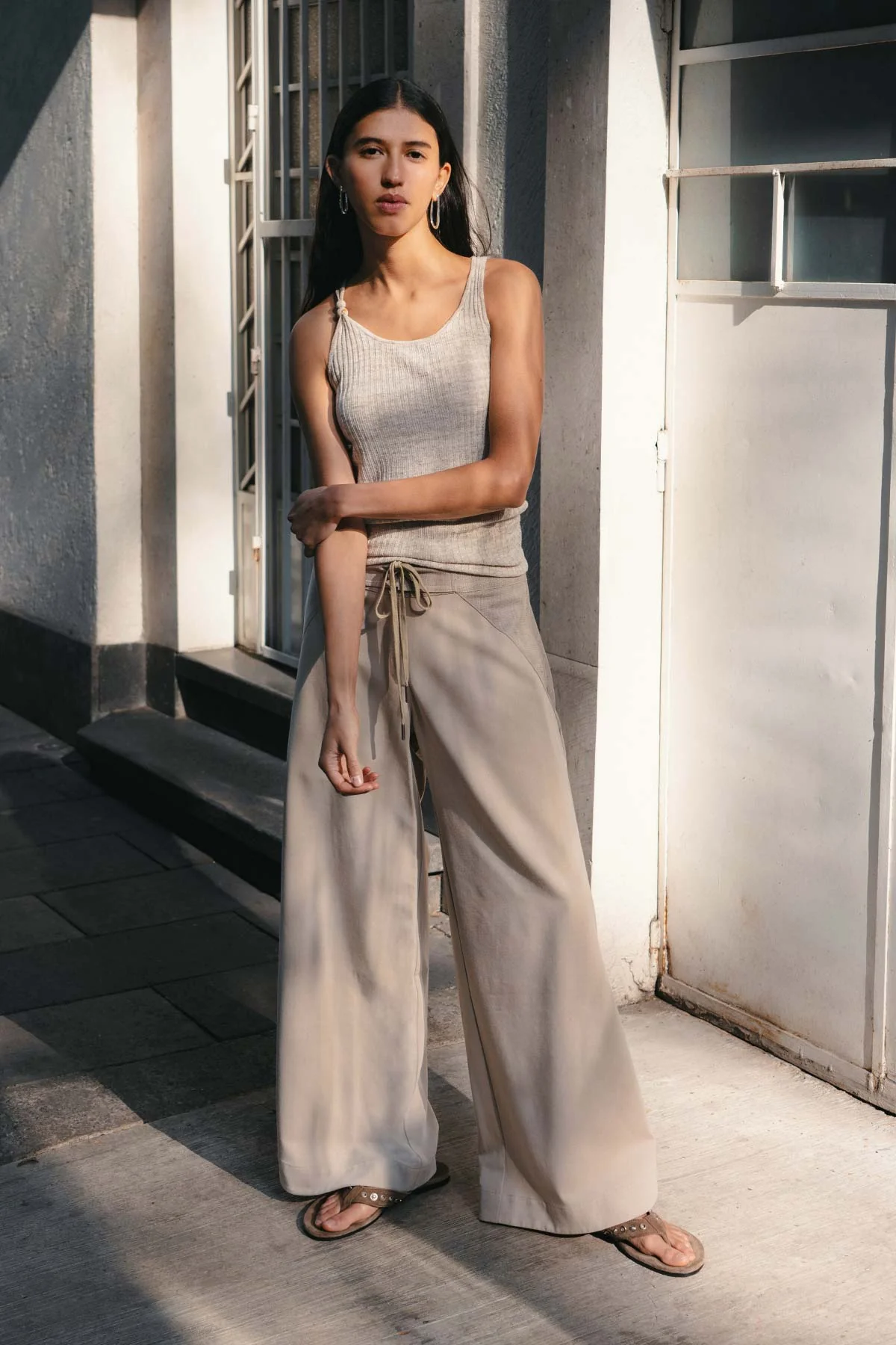 Haven Bead Linen Tank - Oat Marle - Image 2