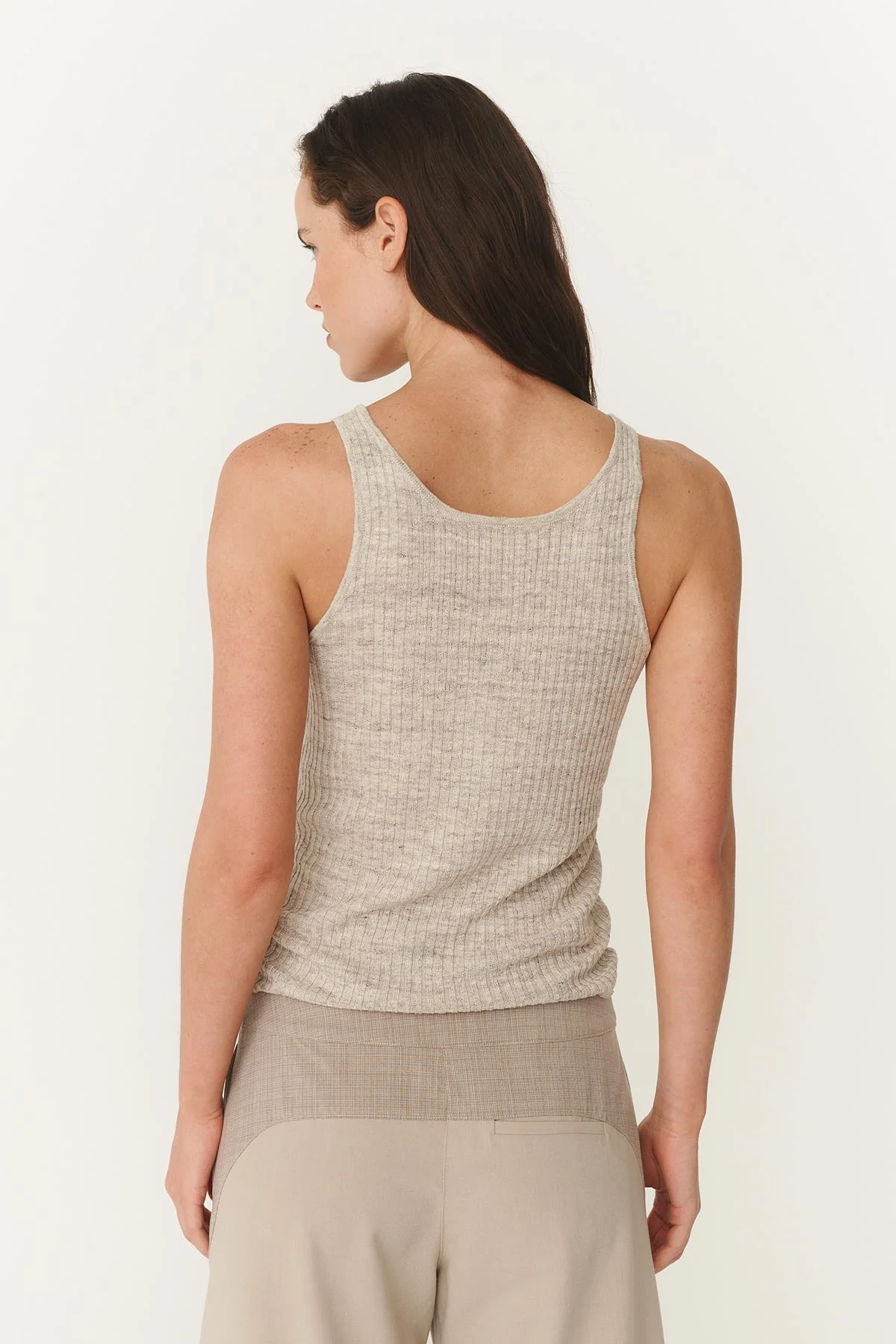 Haven Bead Linen Tank - Oat Marle - Image 5