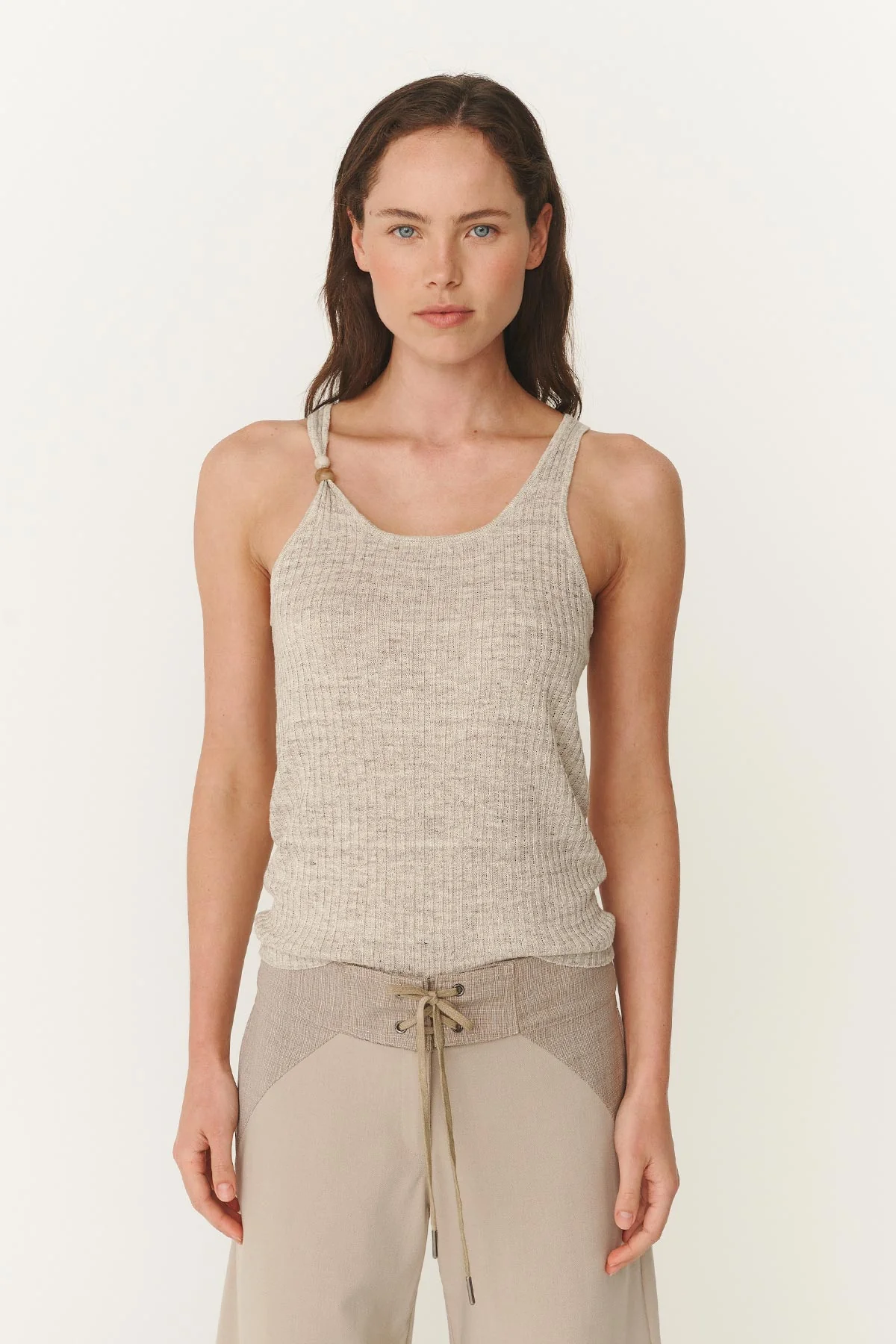 Haven Bead Linen Tank - Oat Marle - Image 6