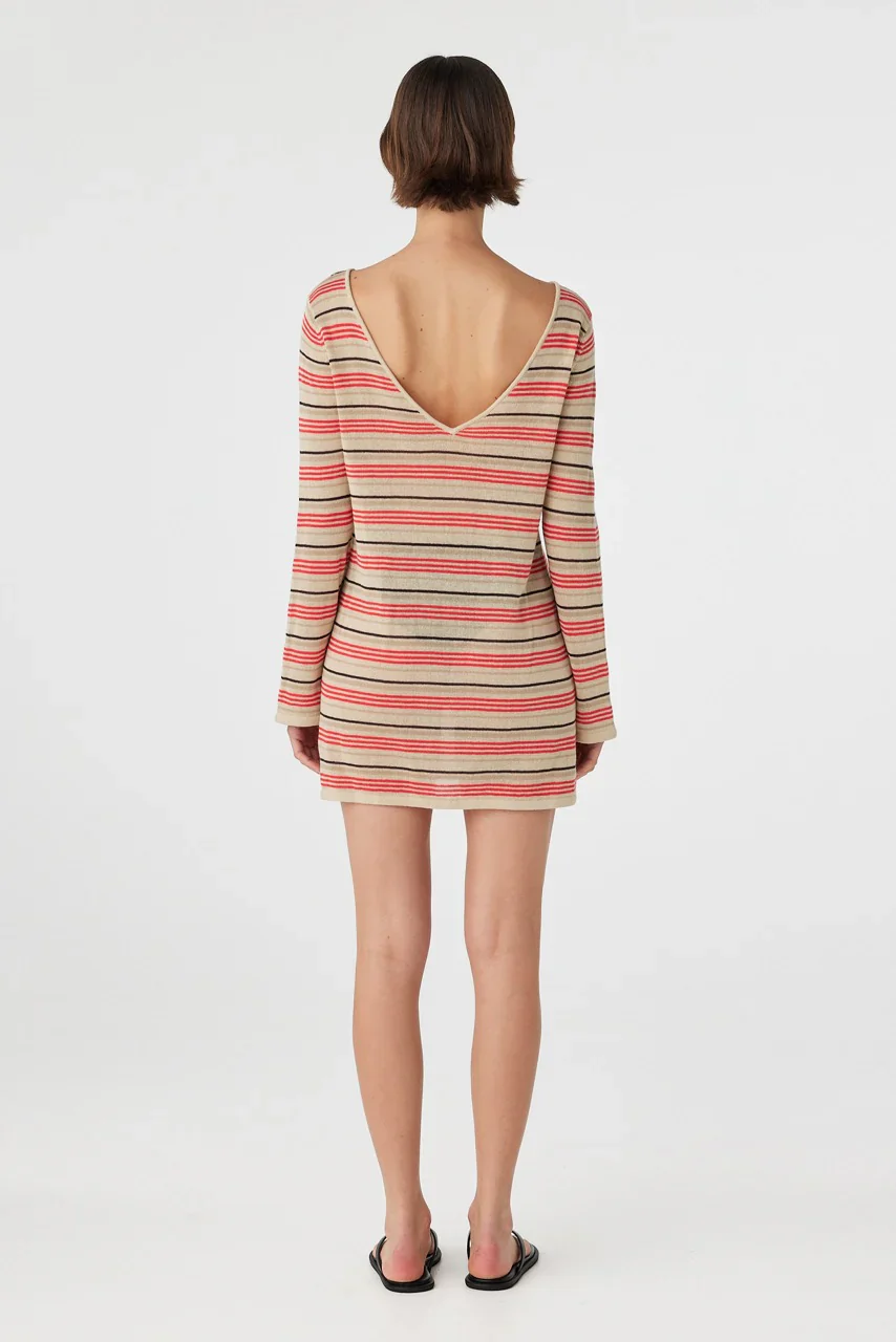 Nia Long Sleeve Mini Dress - Flame & Taupe - Image 5