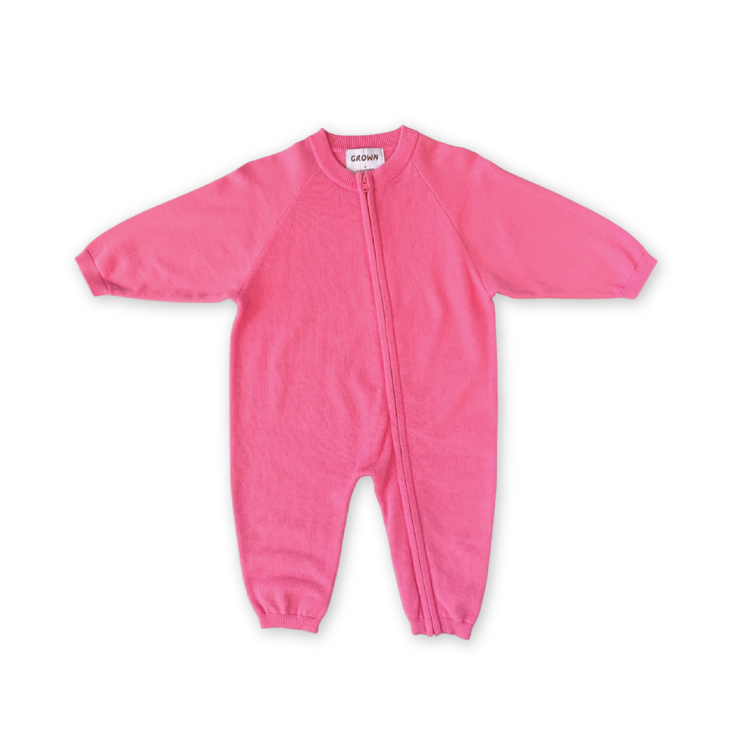 Organic Knit Zipper Starsuit - Sorbet