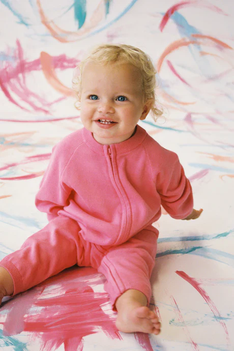 Organic Knit Zipper Starsuit - Sorbet - Image 2
