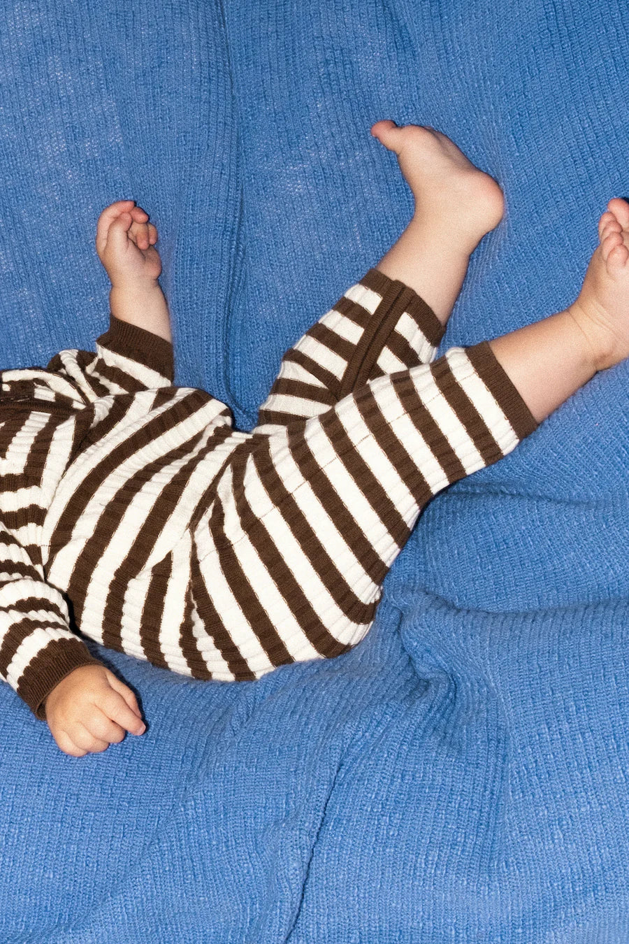 Organic Rib Stripe Knit Zipper Jumpsuit - Espresso & Milk - Image 3
