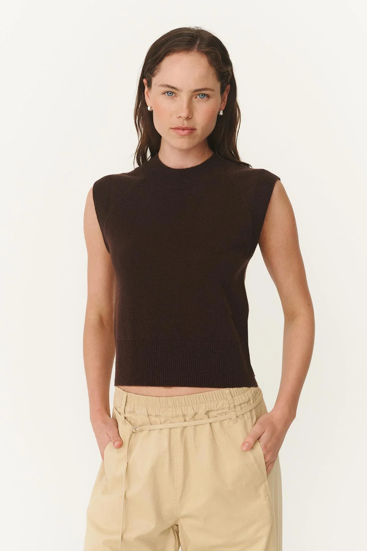 Quinn Merino Knit Vest - Dark Cocoa - Image 3