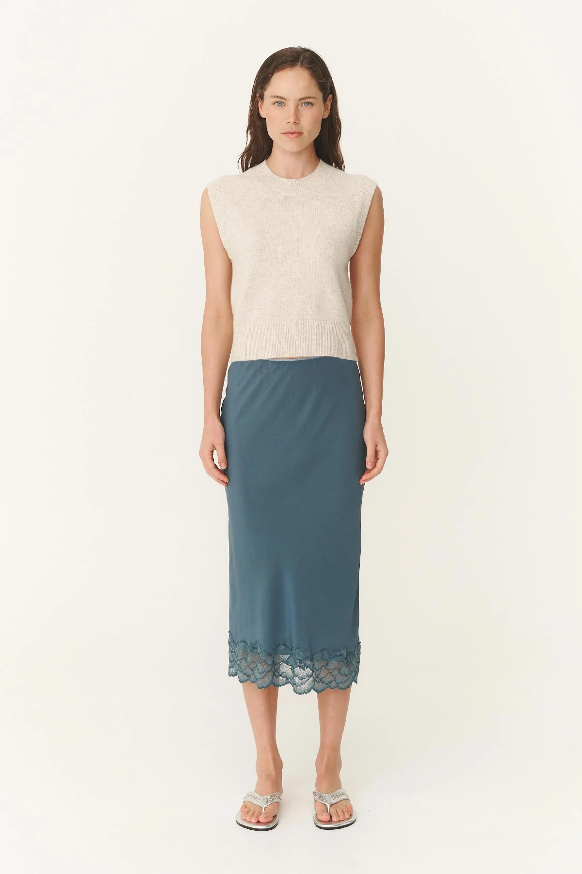 Quinn Merino Knit Vest - Oat Marle - Image 6