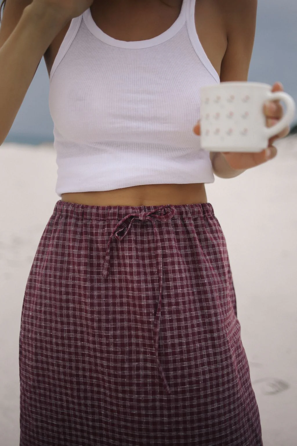Remi Midi Skirt - Fig Hemp Check - Image 2
