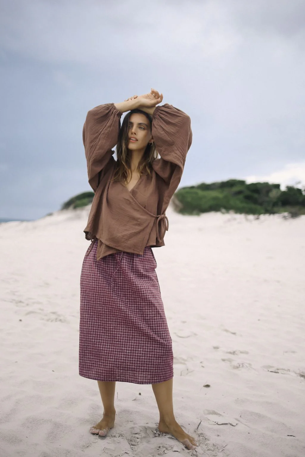 Remi Midi Skirt - Fig Hemp Check - Image 4