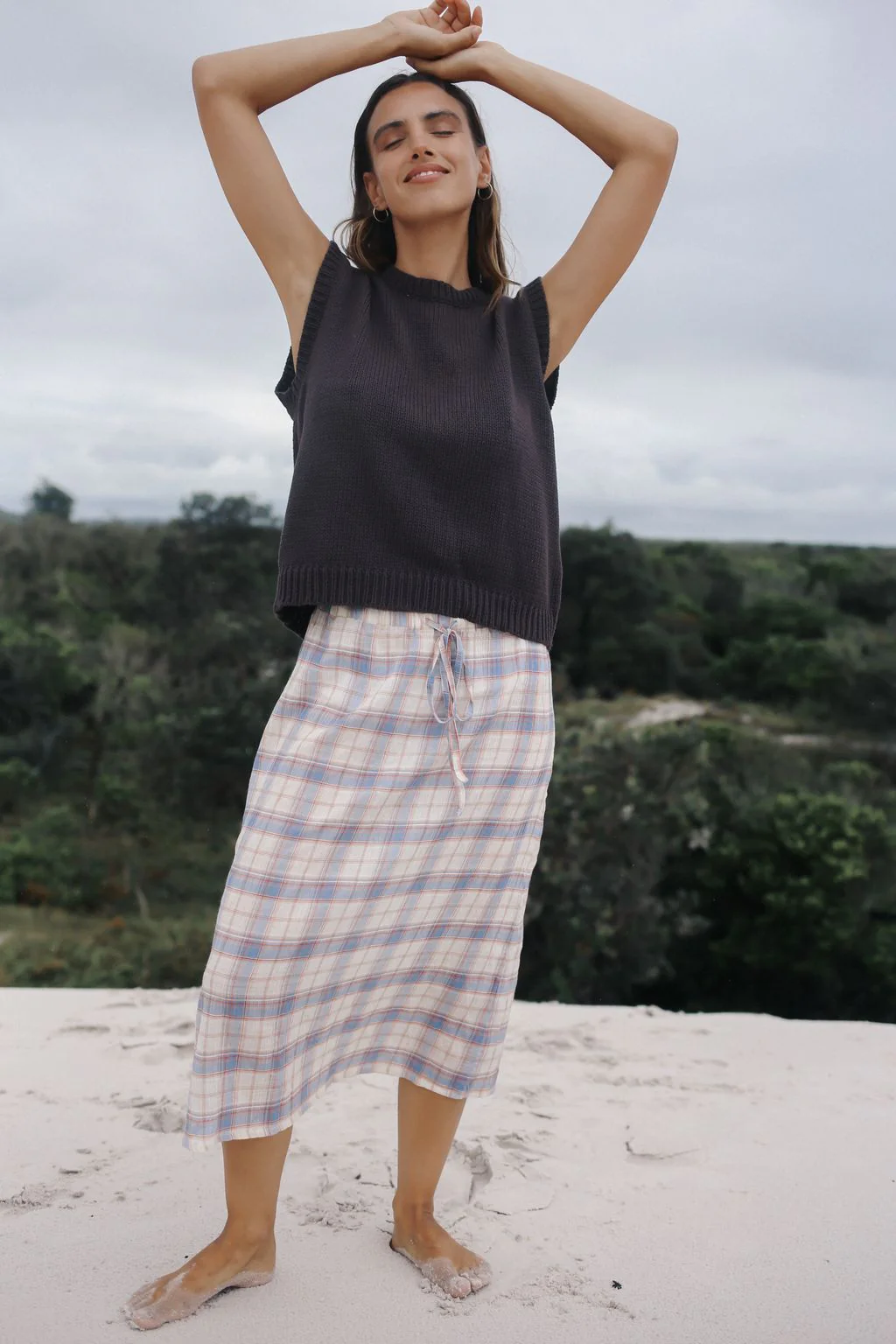 Remi Midi Skirt - Juniper Check