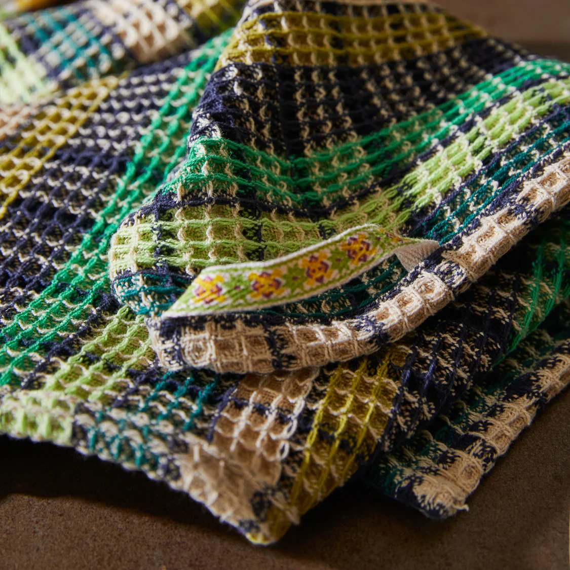 Stela Check Tea Towel - Verdant - Image 3
