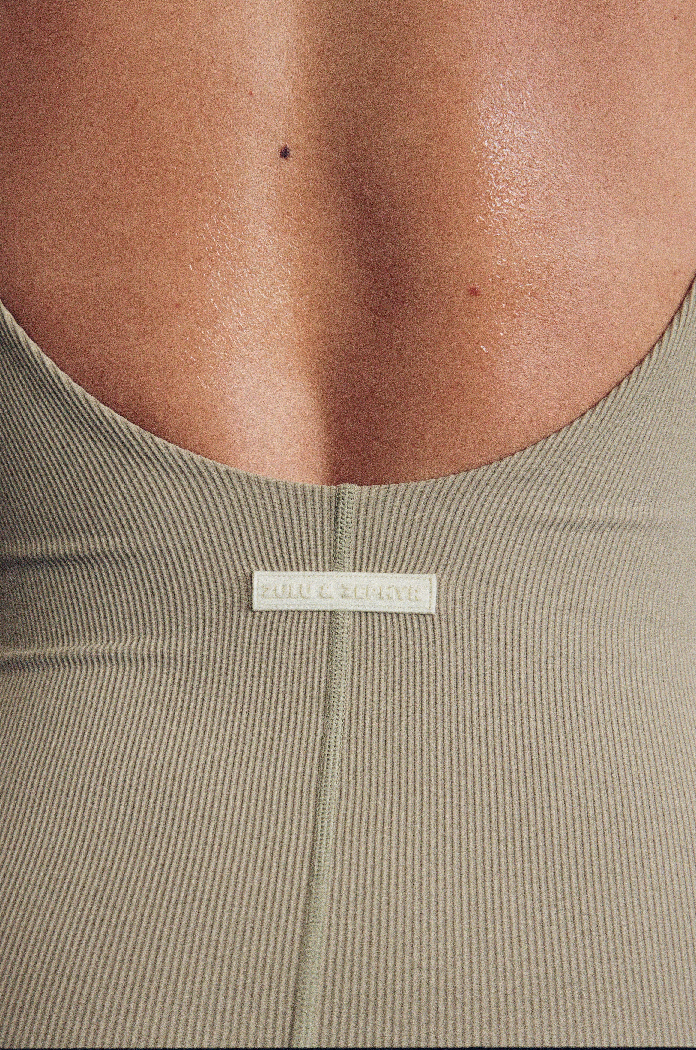 Stripe Rib Bodysuit - Olive - Image 4