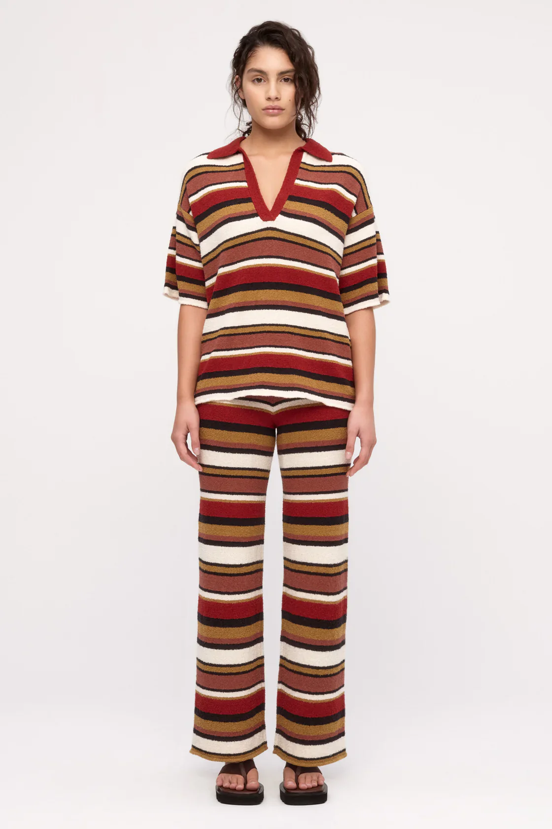 Textured Knit Pant - Earth Stripe - Image 3